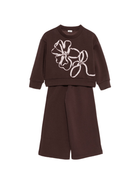 Set tuta per bambina Il Gufo marrone con dettagli floreali - Rubino Kids