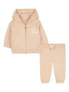 Set tuta sportiva per neonata Chloé Kids beige con logo ricamato - Rubino Kids