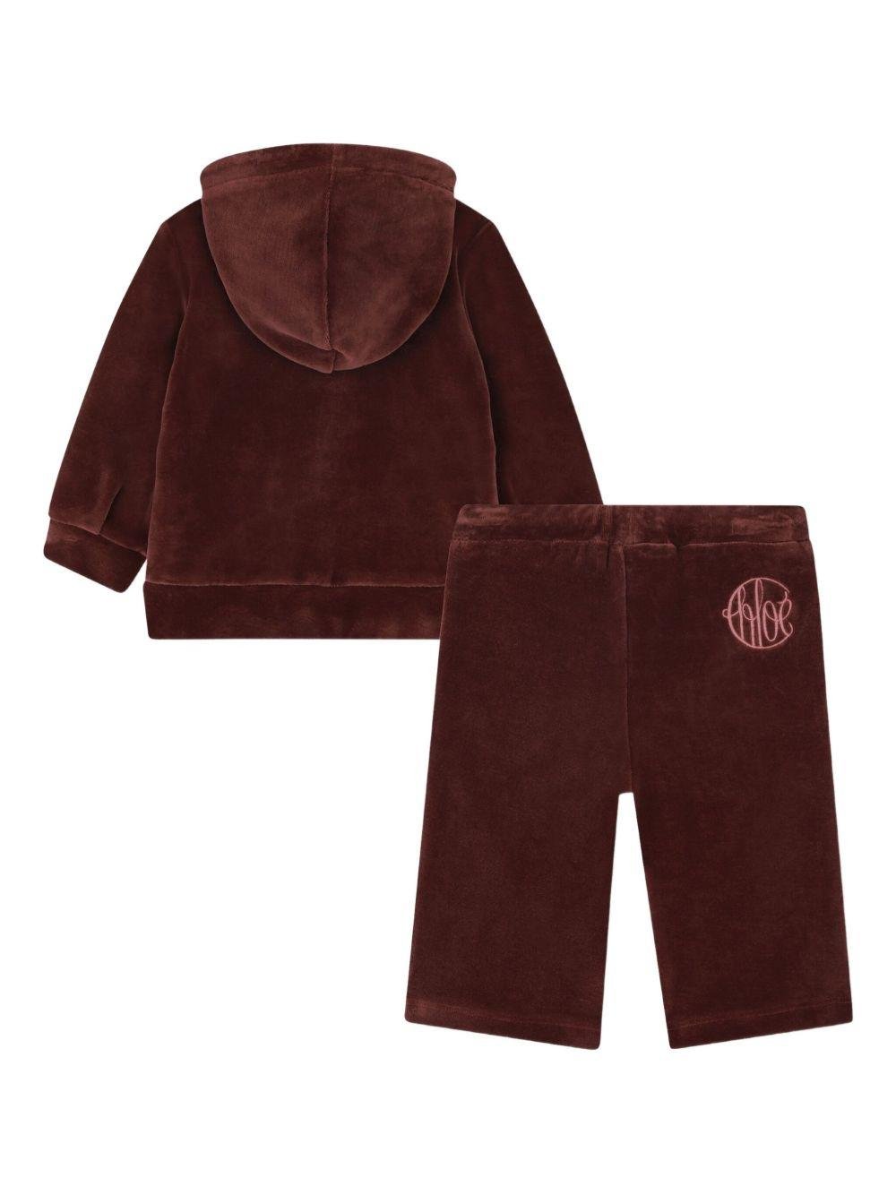 Set tuta sportiva per neonata Chloé Kids rosso con logo ricamato - Rubino Kids