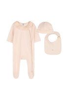 Set tutina, bavaglino e cappellino per neonata Chloé Kids rosa con volant - Rubino Kids