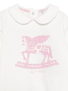 Set tutina, bavaglino e cappellino per neonata ETRO KIDS bianchi con stampa Pegaso (set 3 pezzi) - Rubino Kids
