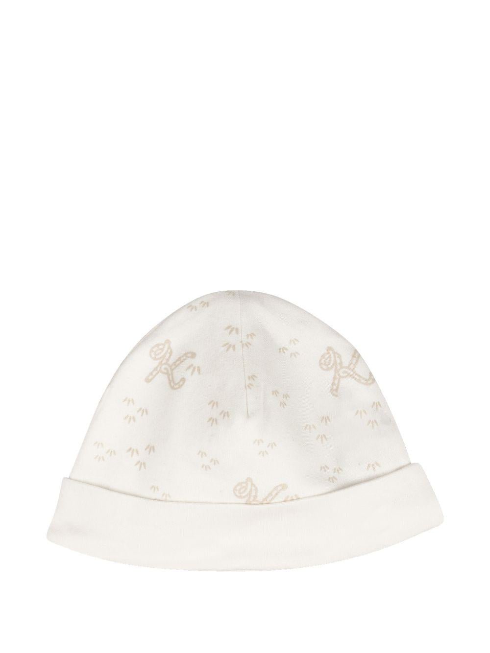 Set tutina, bavaglino e cappellino per neonato Kenzo Kids bianca con stampa a fantasia - Rubino Kids