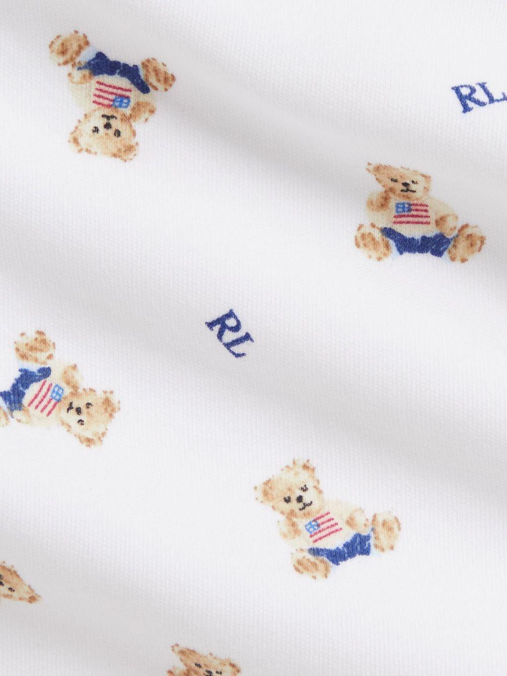 Set tutina bavaglino e cappellino per neonato Polo Ralph Lauren Kids bianco con stampa Teddy Bear - Rubino Kids