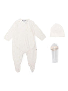 Set tutina cappellino biberon e lenzuola da culla per neonato Bonpoint bianco con tessuto in twill - Rubino Kids
