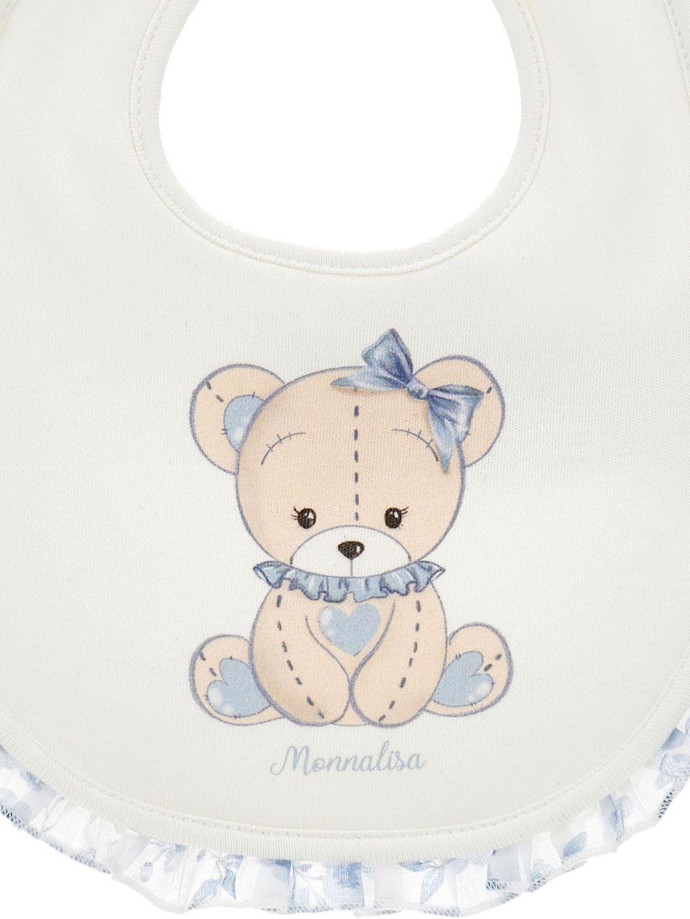 Set tutina cappellino e bavaglino Monnalisa bianco con stampa orsetto - Rubino Kids