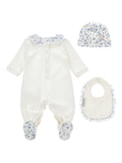 Set tutina cappellino e bavaglino Monnalisa bianco con stampa orsetto - Rubino Kids