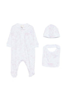 Set tutina, cappellino e bavaglino per neonata Givenchy Kids rosa con stampa grafica all - over - Rubino Kids