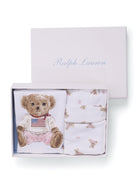 Set tutina cappellino e bavaglino per neonato Polo Ralph Lauren Kids bianco con motivo Polo Bear - Rubino Kids