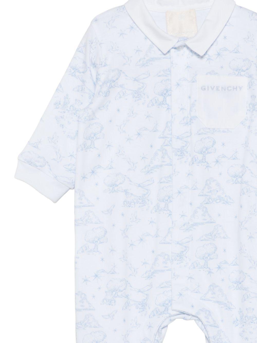 Set tutina cappellino per neonato Givenchy Kids azzurro con stampa grafica all - over - Rubino Kids