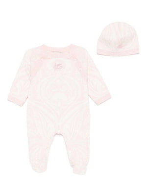 Set tutina con cappello abbinato per neonata ETRO KIDS rosa con motivo damascato