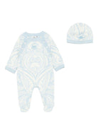 Set tutina con cappello abbinato per neonato ETRO KIDS azzurro con motivo damascato - Rubino Kids