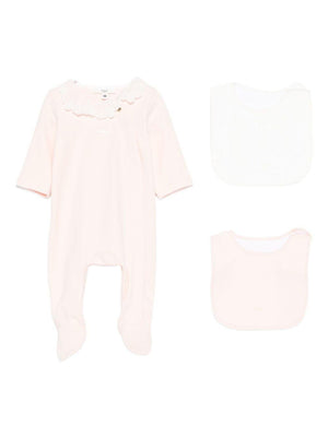 Set tutina e bavaglini per neonata Chloé Kids rosa con colletto a smerlo