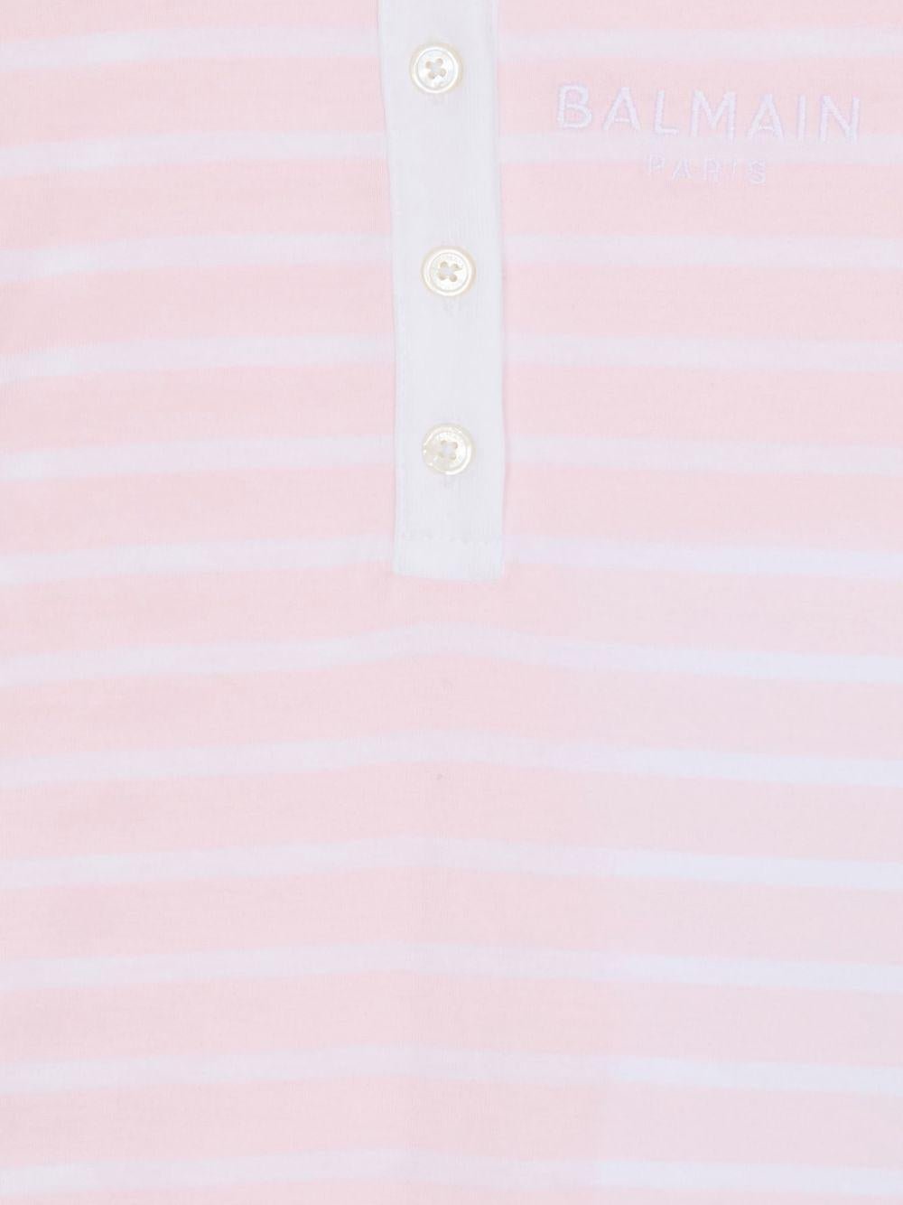 Set tutina e bavaglino per neonata Balmain Kids rosa con motivo a righe - Rubino Kids