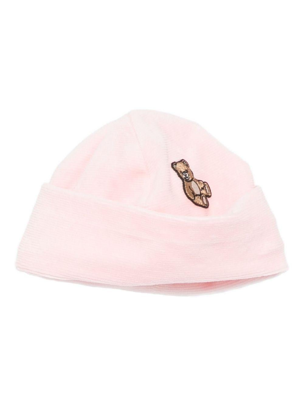 Set tutina e berretto per neonata Moschino Kids rosa con orsetto ricamato - Rubino Kids
