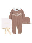 Set tutina e cappellino per neonata Chloé Kids marrone con colletto con increspature - Rubino Kids