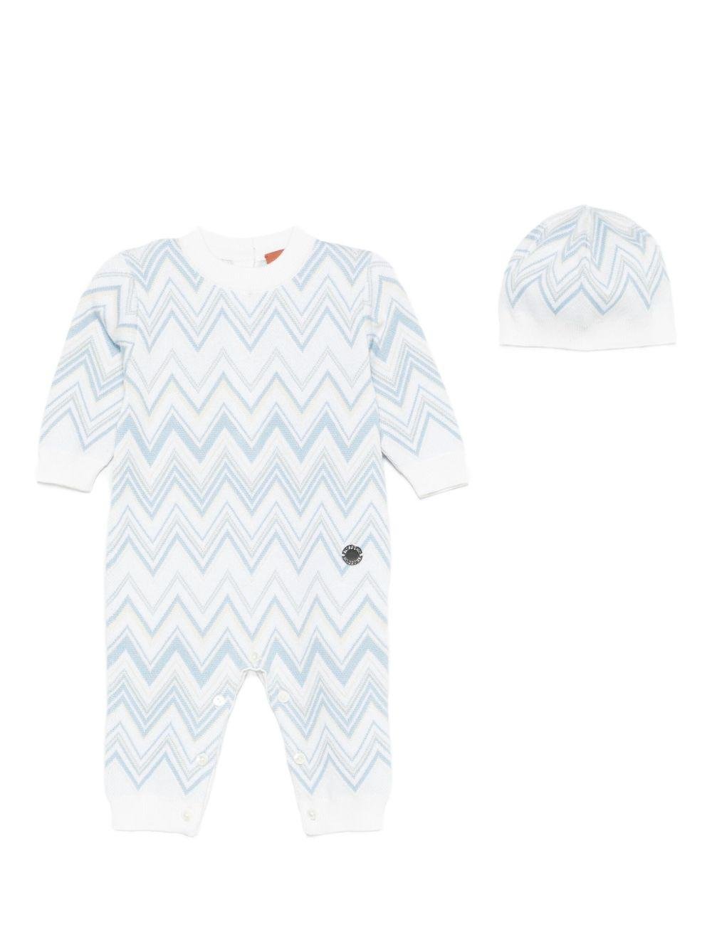 Set tutina e cappellino per neonato Missoni Kids azzurro con motivo a chevron - Rubino Kids