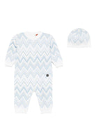 Set tutina e cappellino per neonato Missoni Kids azzurro con motivo a chevron - Rubino Kids