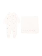Set tutina e copertina per neonata Avery Row beige con coniglietto ricamato - Rubino Kids