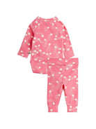 Set tutina e pantaloni per neonata Mini Rodini rosa con stampa a stelle all - over - Rubino Kids