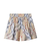 Shorts a quadri per bambina per bambina Burberry Kids beige con vita elasticizzata - Rubino Kids