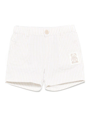 Shorts a righe per neonata Moschino Kids beige con passanti
