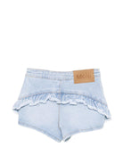 Shorts Agnetha per bambina Molo denim con ruches - Rubino Kids