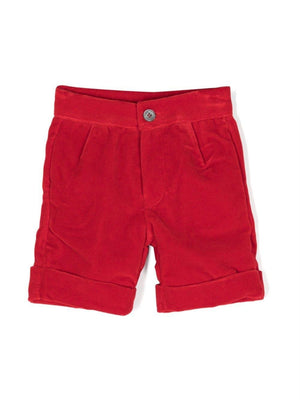 Shorts con ruches per neonato La Stupenderia rosso con orlo con risvolto