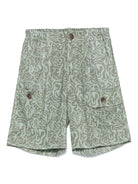 Shorts con stampa grafica per bambino Paolo Pecora Kids verde con tasca frontale - Rubino Kids
