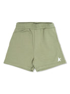 Shorts con stampa per bambino Golden Goose Kids verde con orlo dritto - Rubino Kids