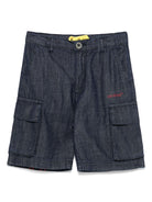 Shorts denim per bambino Off - White Kids blu con due tasche laterali - Rubino Kids