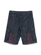 Shorts denim per bambino Off - White Kids blu con due tasche laterali - Rubino Kids