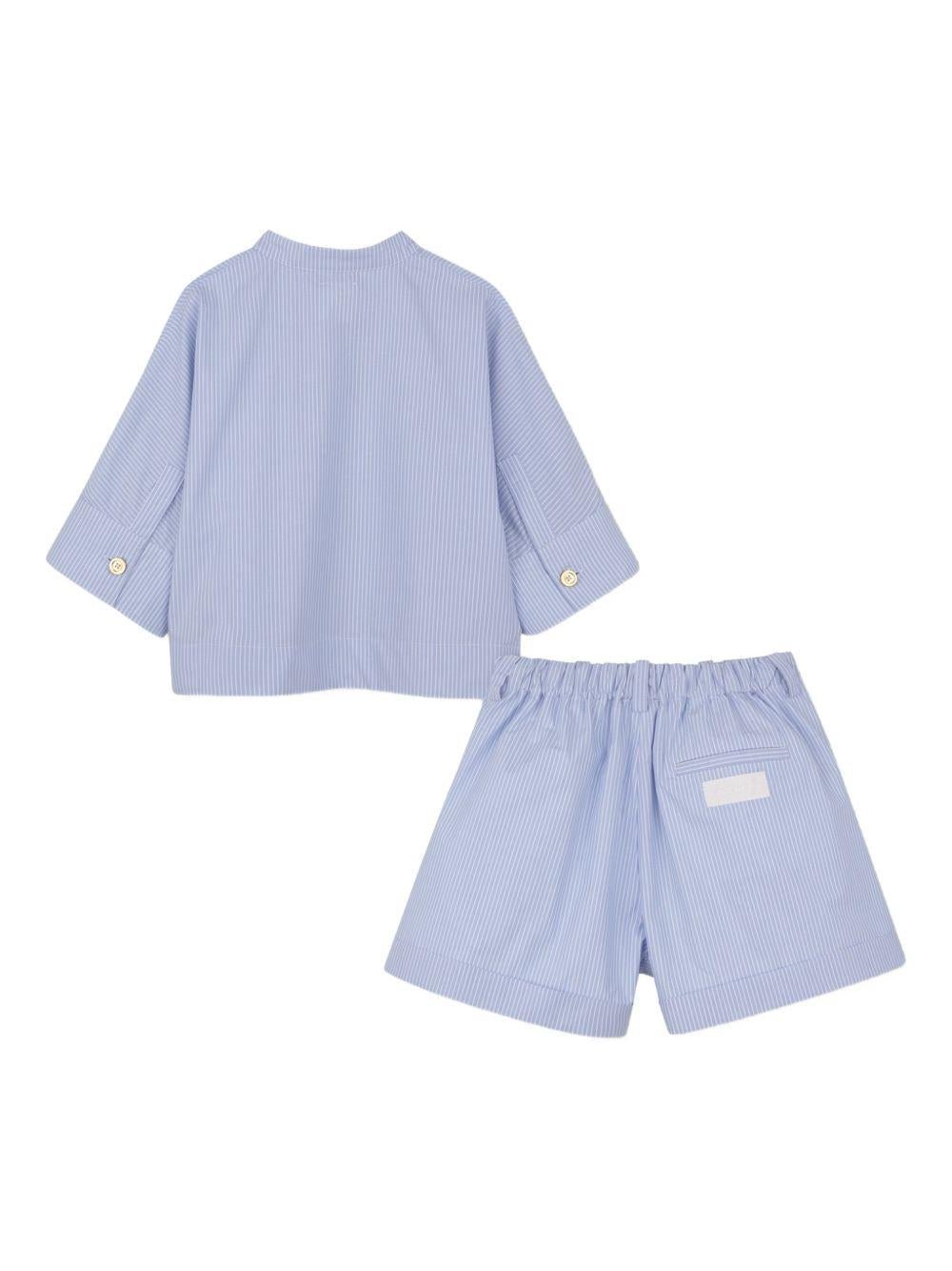 Shorts e camicia per bambina Givenchy Kids azzurro con motivo a righe - Rubino Kids