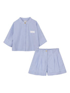 Shorts e camicia per bambina Givenchy Kids azzurro con motivo a righe - Rubino Kids