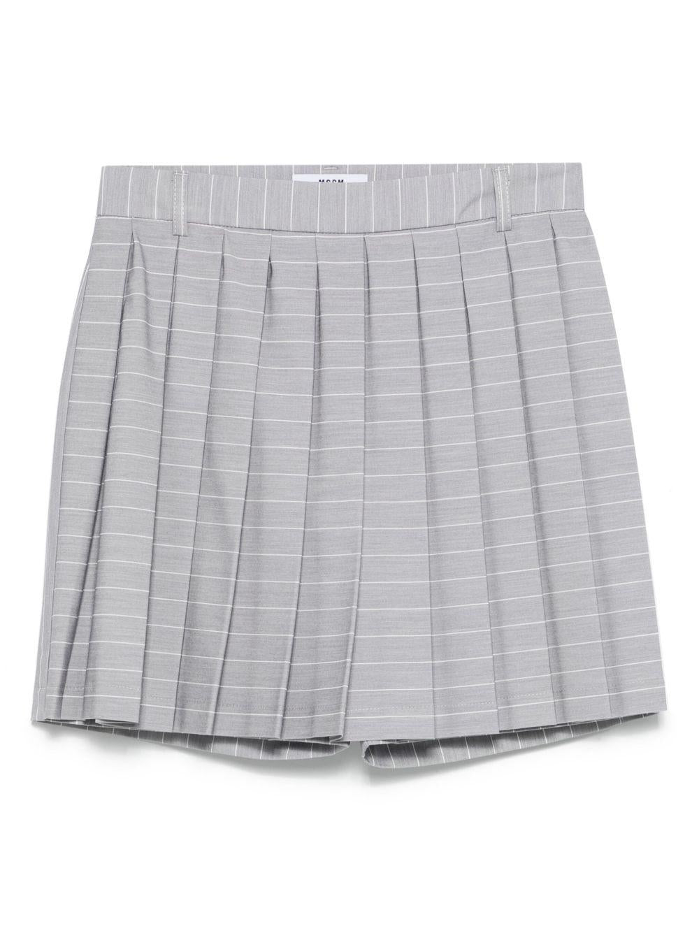 Shorts effetto gonna a pieghe per bambina MSGM Kids grigio con passanti - Rubino Kids
