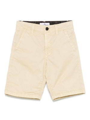 Shorts in gabardine per bambino Stone Island Junior beige con passanti