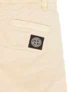 Shorts in gabardine per bambino Stone Island Junior beige con passanti - Rubino Kids