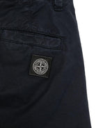 Shorts in gabardine per bambino Stone Island Junior blu con passanti - Rubino Kids