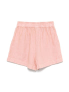 Shorts in lino per bambina Aspesi Kids rosa con mini targhetta - Rubino Kids