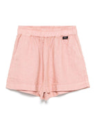Shorts in lino per bambina Aspesi Kids rosa con mini targhetta - Rubino Kids
