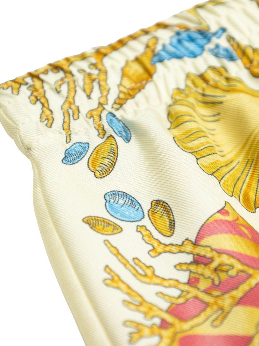 Shorts in seta per bambino Versace Kids beige con stampa barocca - Rubino Kids