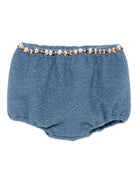 Shorts per bambina A'lapage azzurri con rifiniture floreali - Rubino Kids