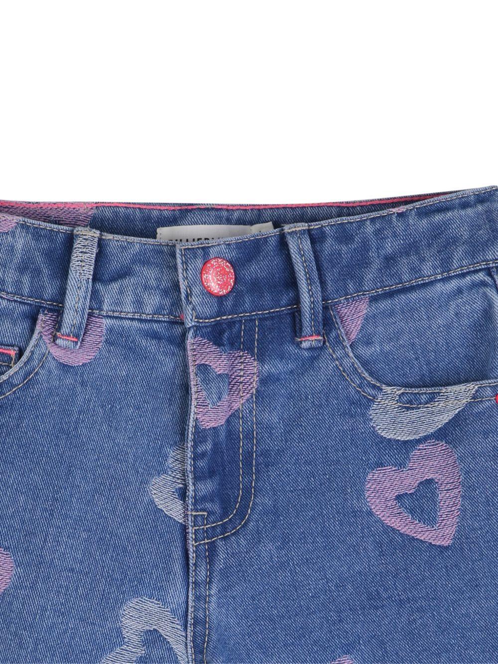 Shorts per bambina Billieblush blu con stampa a cuore all - over - Rubino Kids