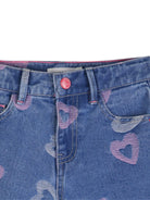 Shorts per bambina Billieblush blu con stampa a cuore all - over - Rubino Kids