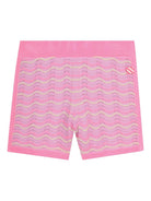 Shorts per bambina Billieblush rosa con motivo a onde in maglia - Rubino Kids