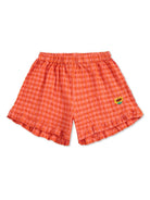 Shorts per bambina Bobo Choses Vichy arancione con rifinitura con ruches - Rubino Kids