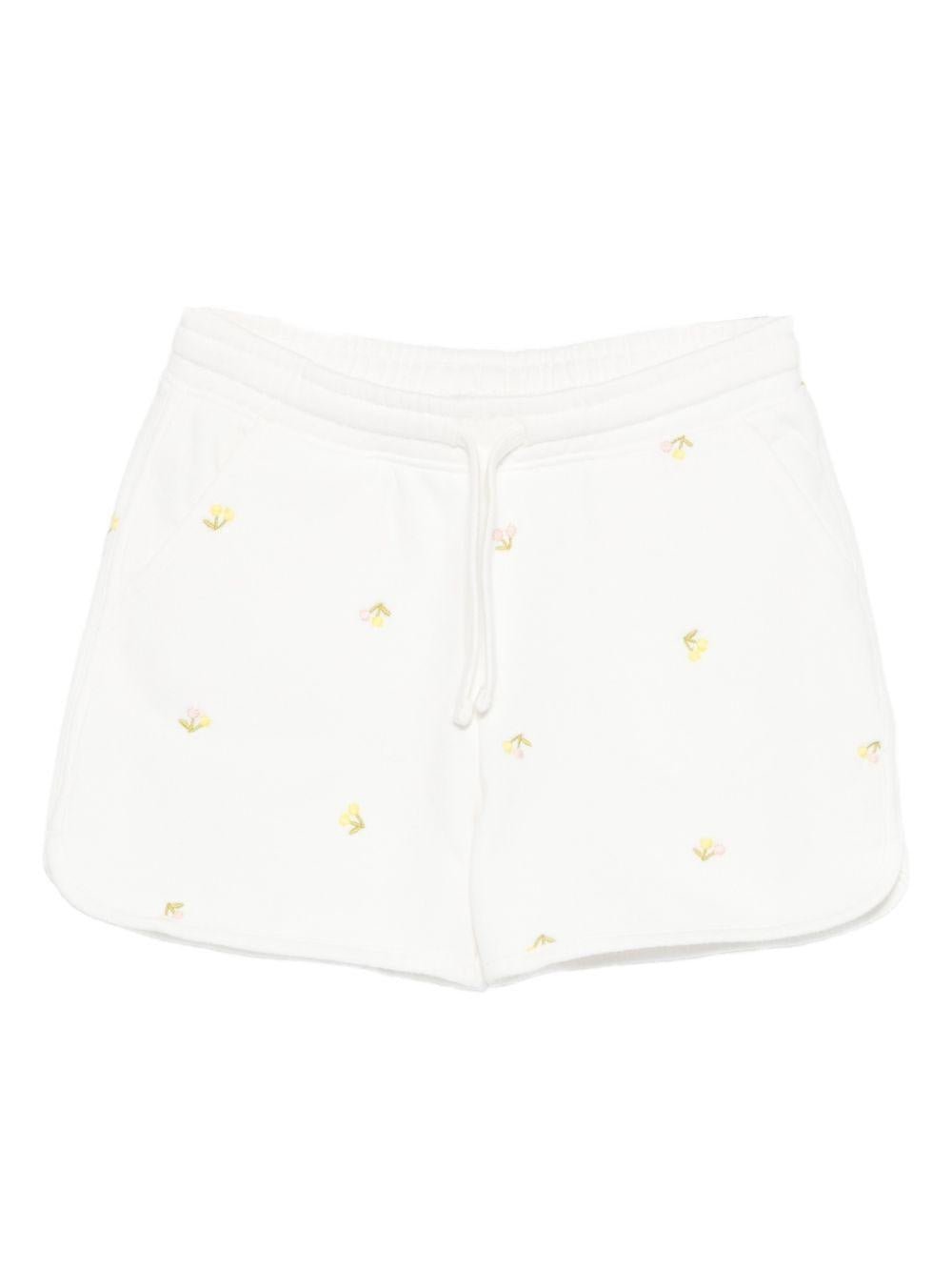 Shorts per bambina Bonpoint bianco con motivo ricamato - Rubino Kids