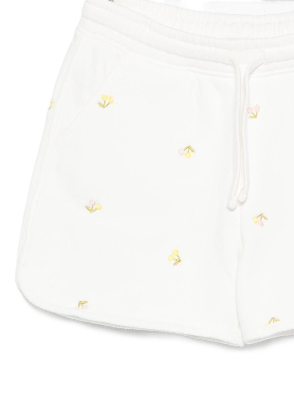 Shorts per bambina Bonpoint bianco con motivo ricamato - Rubino Kids