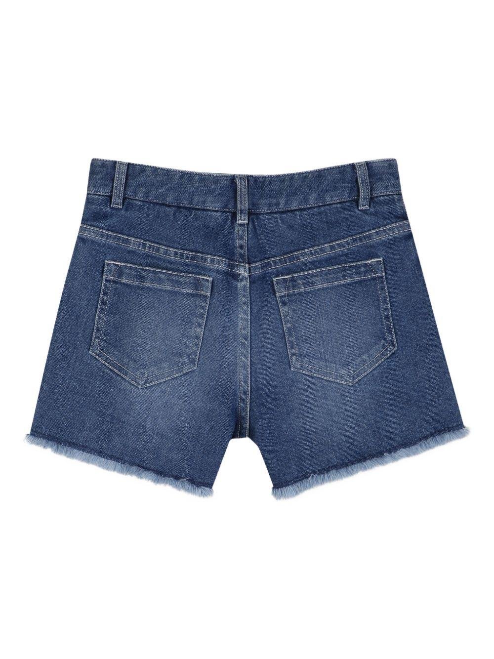 Shorts per bambina Chloé Kids denim con chiusura con bottoni sul davanti - Rubino Kids