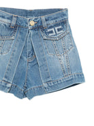 Shorts per bambina Elisabetta Franchi La Mia Bambina in denim con logo - Rubino Kids