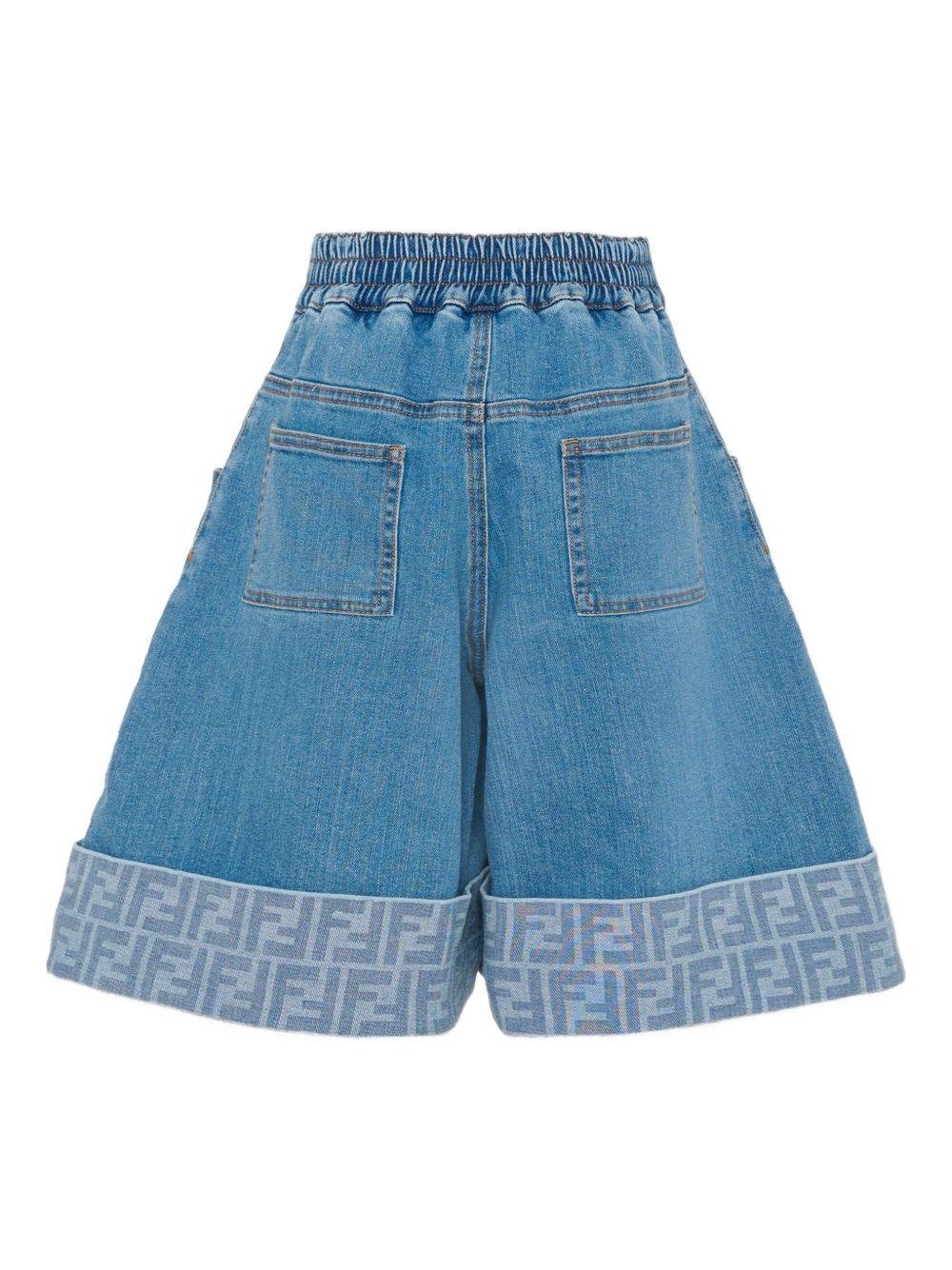 Shorts per bambina Fendi Kids denim con logo FF - Rubino Kids